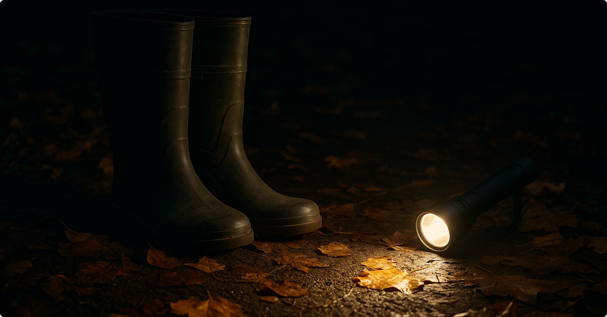 Wellies and torch