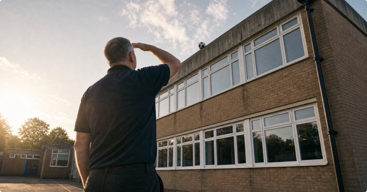 football on roof